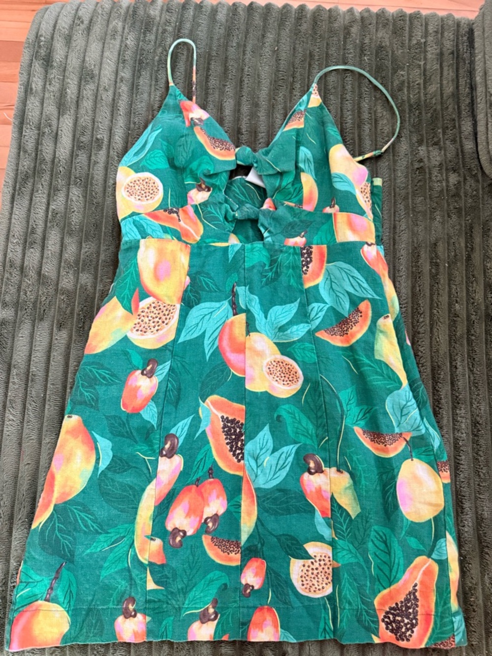 FARM Rio Green Tropical Fruit Print Mini Dress